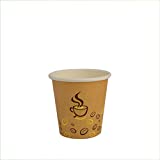 Palucart 100 Vasos de Papel para Café 90ml Havana Color Taza de café y gráfico de granos de café (3 oz) cartón biodegradable